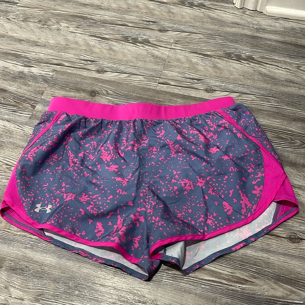 Women’s Under Armour Running Shorts size Large - Hot pink and gray